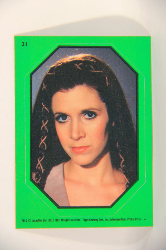 Star Wars ROTJ 1983 Topps Sticker Trading Card #31 Princess Leia - Green - Faulty L018026