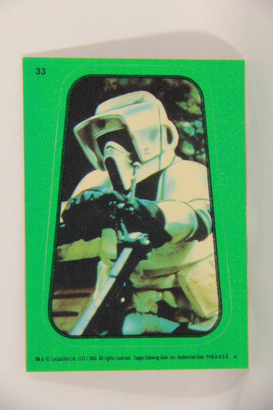 Star Wars ROTJ 1983 Topps Sticker Trading Card #33 Biker Scout - Green - Faulty L018027