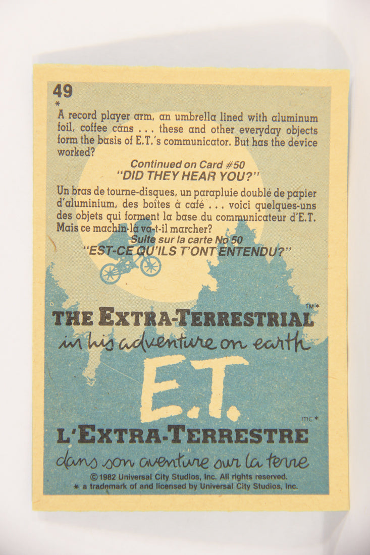 E.T. The Extra-Terrestrial 1982 Trading Card #49 Message Into Space FR-ENG OPC L018076