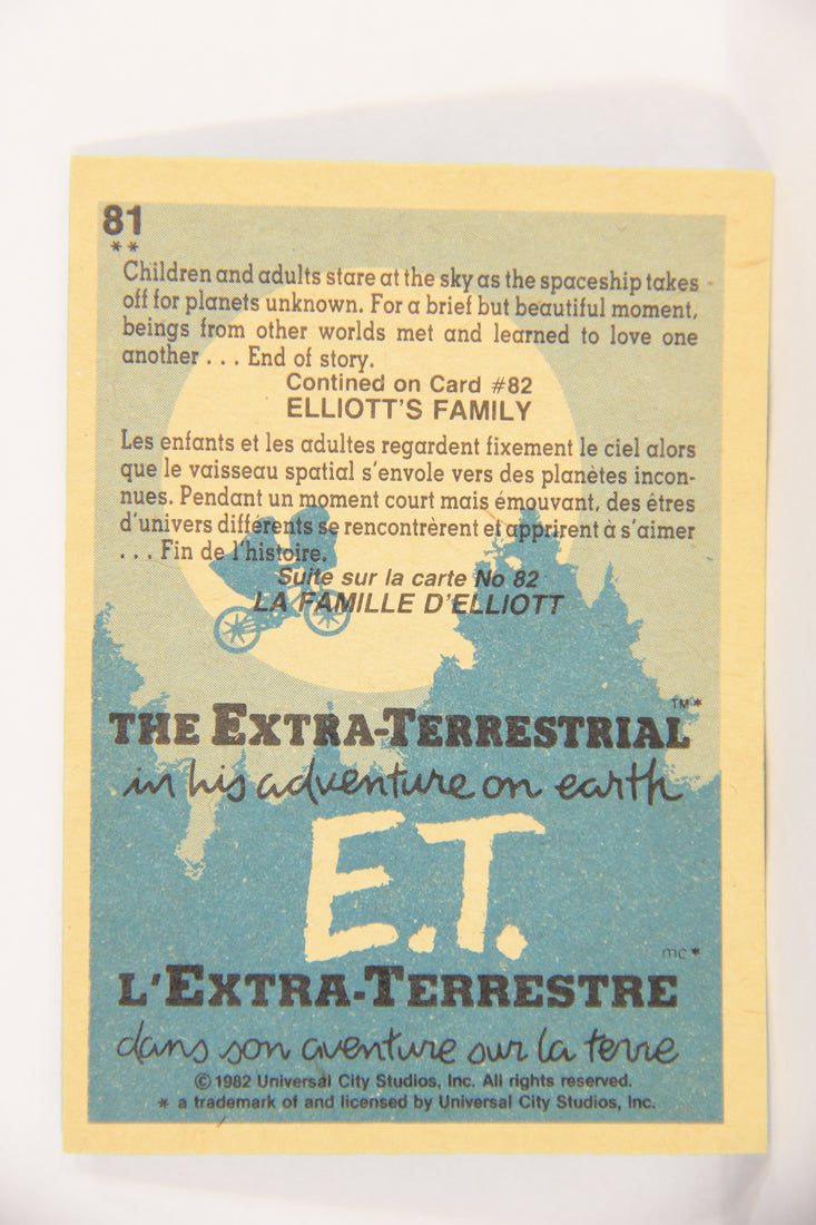 E.T. The Extra-Terrestrial 1982 Trading Card #81 Return To Outer Space FR-ENG OPC L018108