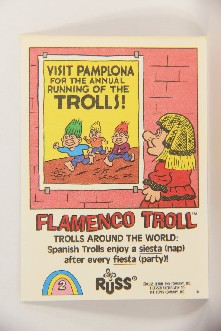 Russ Trolls 1992 Topps Trading Card #2 Flamenco Troll ENG L018342