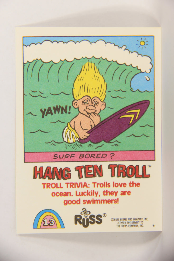 Russ Trolls 1992 Topps Trading Card #13 Hang Ten Troll ENG L018353