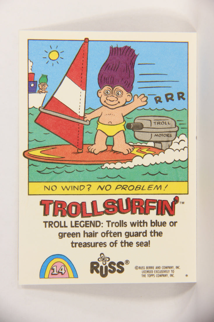 Russ Trolls 1992 Topps Trading Card #14 Trollsurfin' ENG L018354