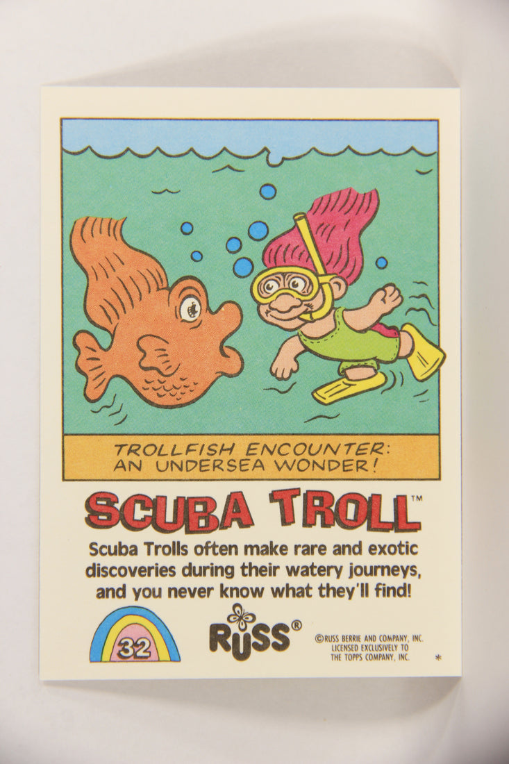 Russ Trolls 1992 Topps Trading Card #32 Scuba Troll ENG L018372