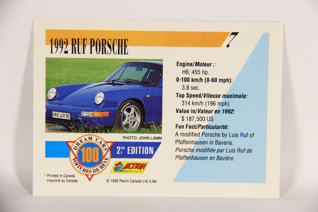 Dream Cars 2nd Edition 1992 Trading Card #7 - 1992 Ruf Porsche FR-ENG L018492