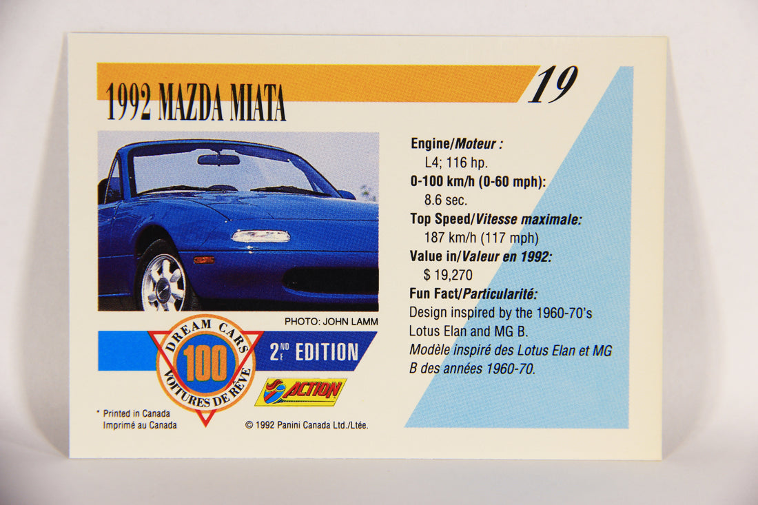 Dream Cars 2nd Edition 1992 Trading Card #19 - 1992 Mazda Miata FR-ENG L018499