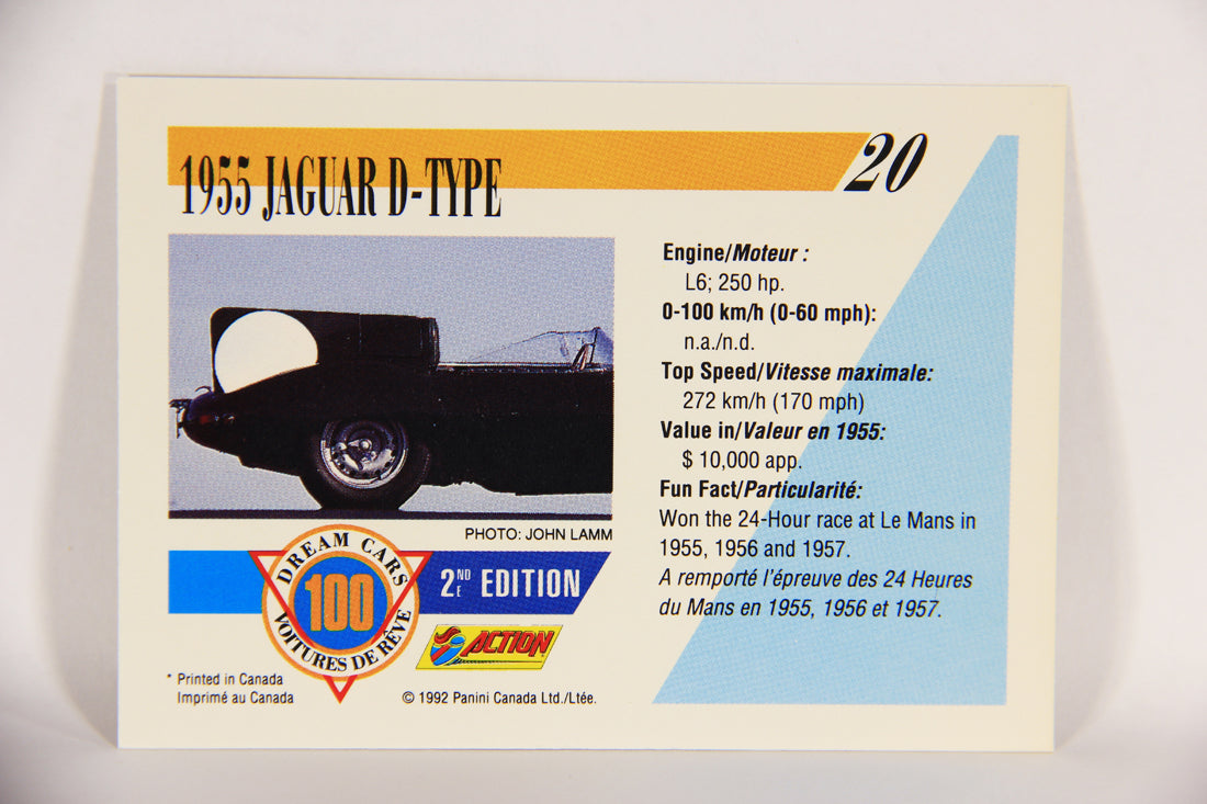 Dream Cars 2nd Edition 1992 Trading Card #20 - 1955 Jaguar D-Type FR-ENG L018500