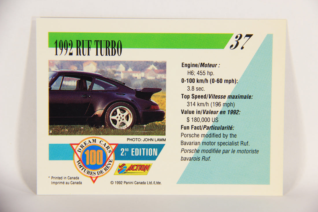 Dream Cars 2nd Edition 1992 Trading Card #37 - 1992 Ruf Turbo FR-ENG L018510