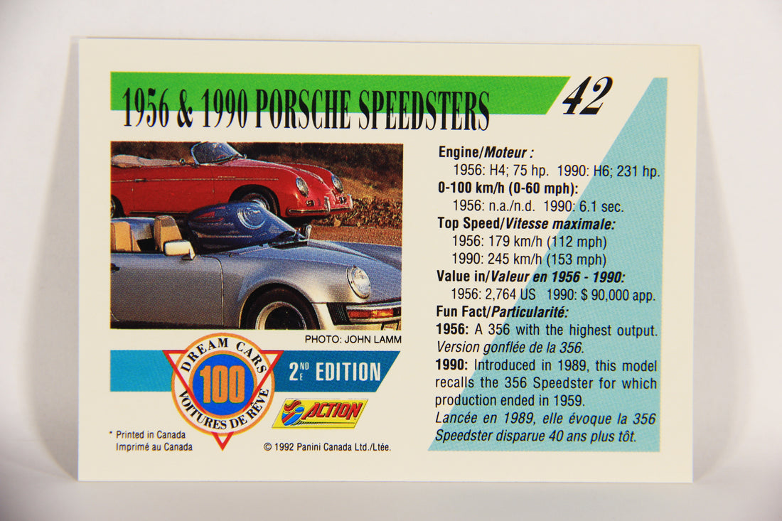 Dream Cars 2nd Edition 1992 Trading Card #42 - 1956 & 1990 Porsche Speedsters L018515