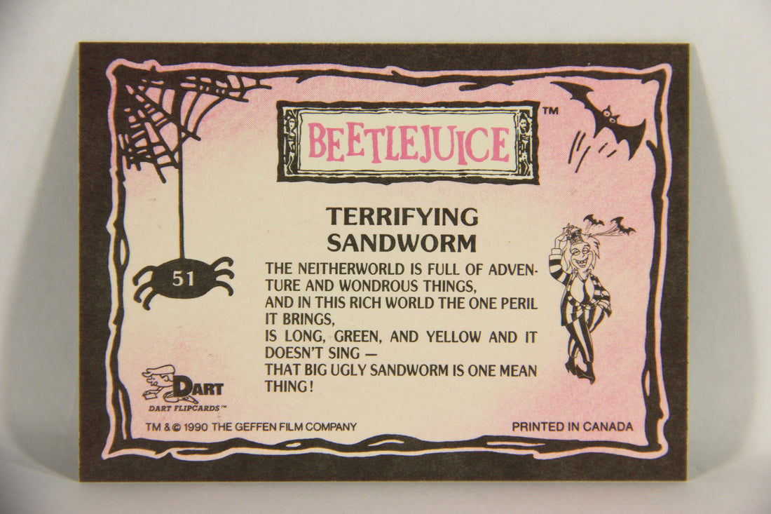 Beetlejuice 1990 Trading Card #51 Terrifying Sandworm ENG L018595