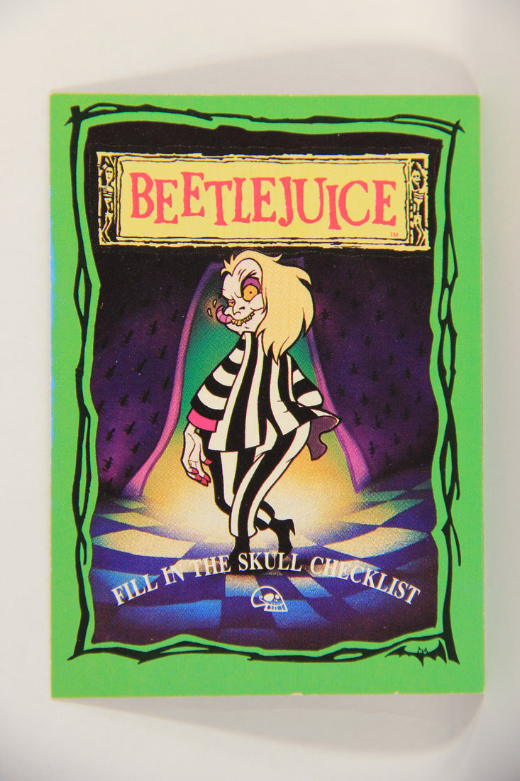 Beetlejuice 1990 Trading Card #100 Fill In The Skull Checklist ENG L018601