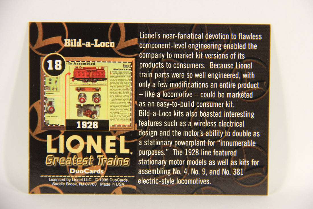 Lionel Greatest Trains 1998 Trading Card #18 - 1928 Bild-A-Loco ENG L018625