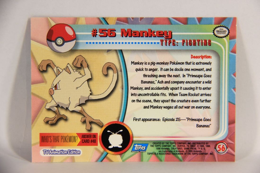 Pokémon Card Mankey #56 TV Animation Blue Logo 1st Print ENG L018640