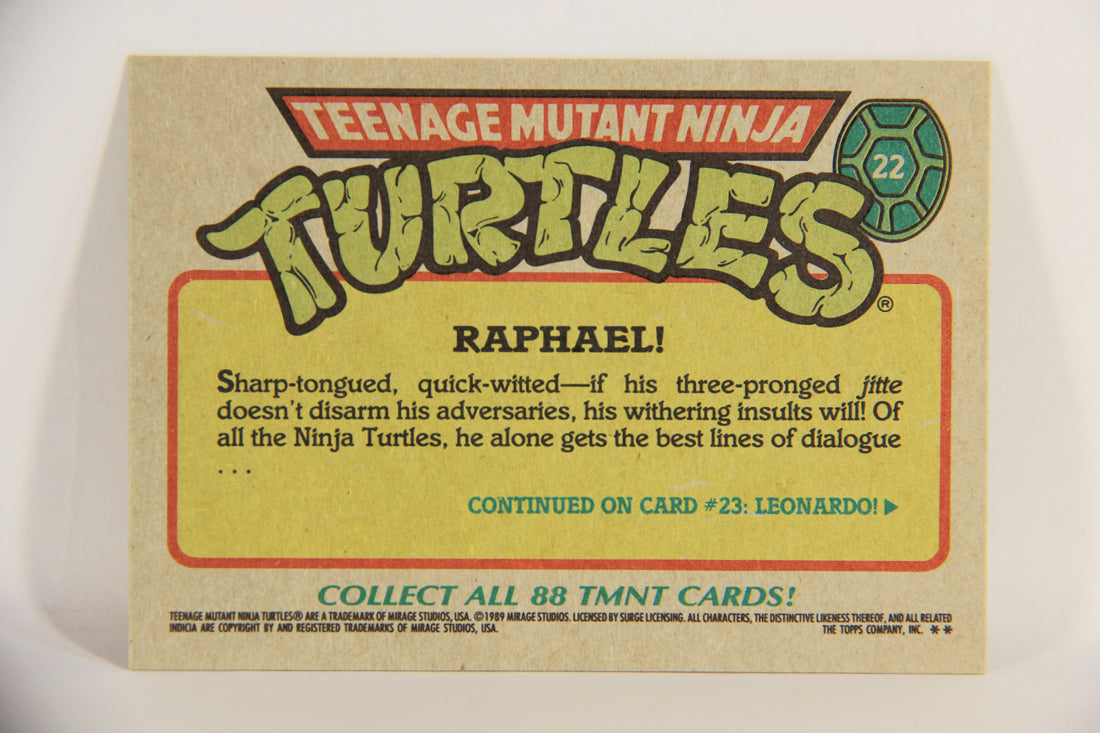 Teenage Mutant Ninja Turtles 1989 Trading Card #22 Raphael ENG L018661