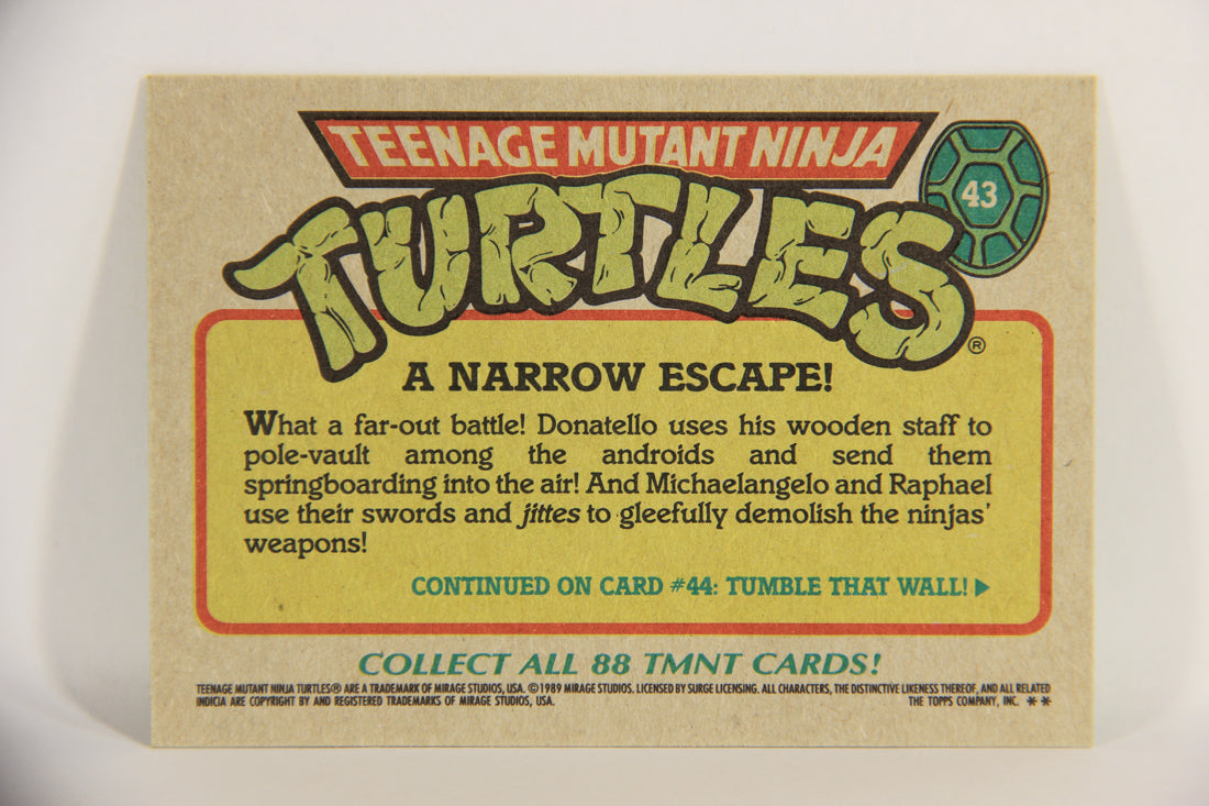 Teenage Mutant Ninja Turtles 1989 Trading Card #43 A Narrow Escape ENG L018663