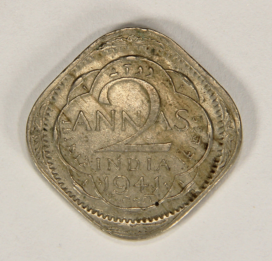 1941 (b) India British 2 Annas King George VI - Mumbai Bombay KM#541 Coin L018684