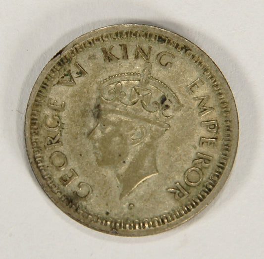 1943 India British 1/4 Rupee King George VI - Mumbai Bombay Silver Coin L018685