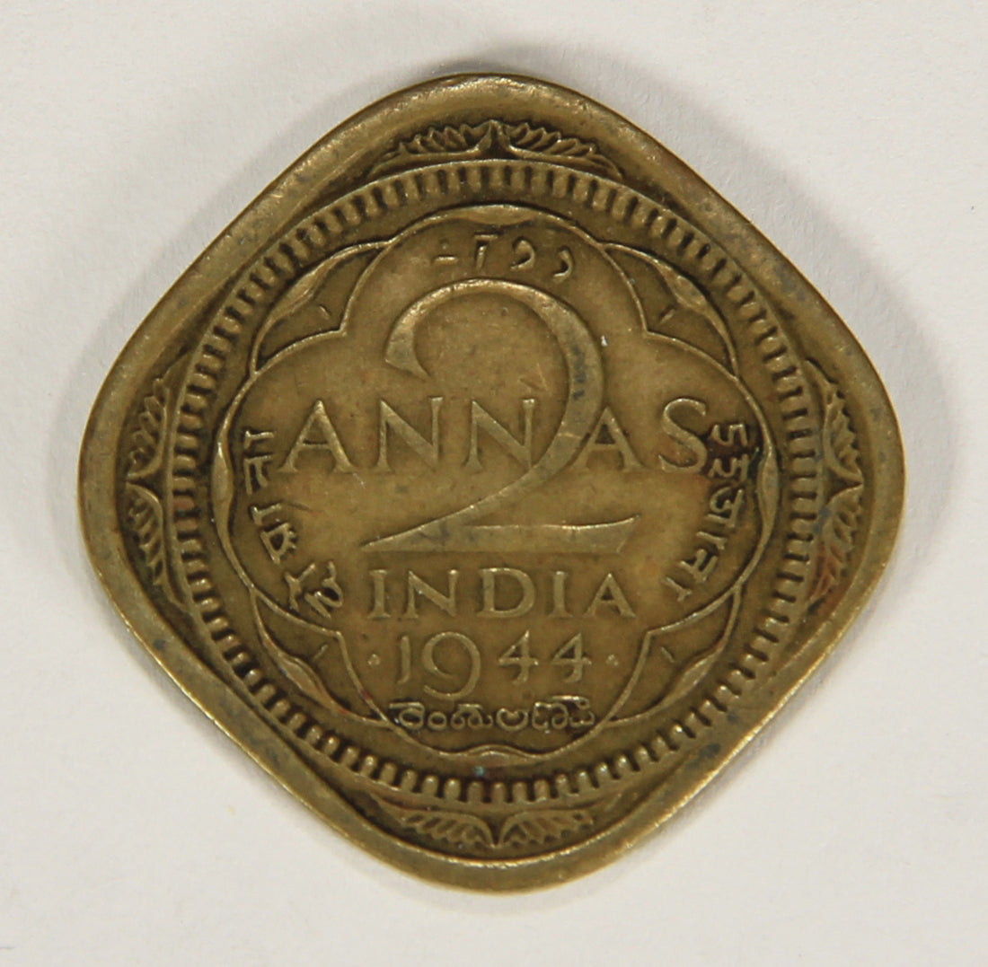 1944 (b) India British 2 Annas King George VI - Mumbai Bombay KM#541a Coin L018686