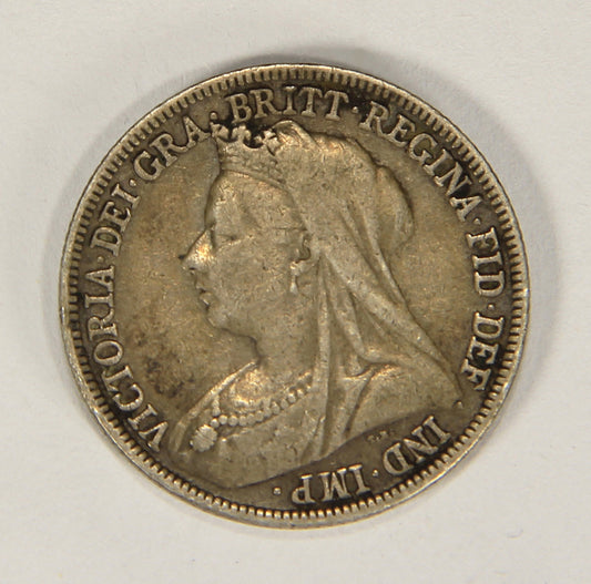 1896 Great Britain One Shilling Queen Victoria - Silver Coin 1 Shilling L018688