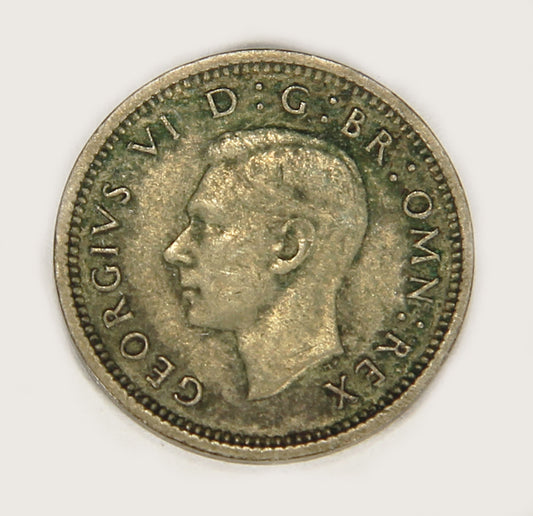 1938 Great Britain 3 Pence George VI - Silver Coin Threepence L018694
