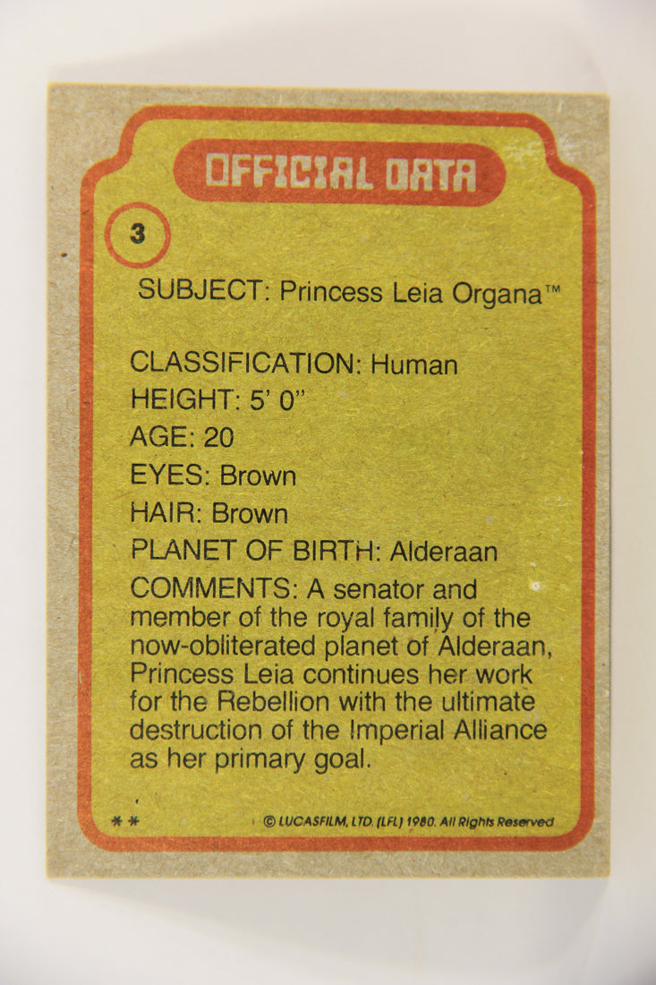 Star Wars Empire Strikes Back Trading Card #3 Princess Leia ENG L018709