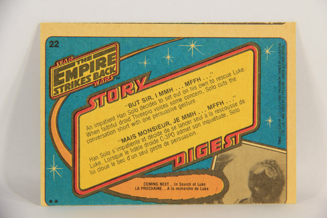 Star Wars Empire Strikes Back 1980 Card #22 But Sir I MMH MFFH FR-ENG OPC L018725