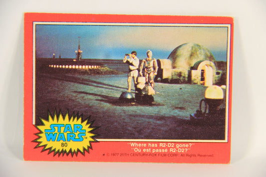 Star Wars 1977 Trading Card #80 Where Has R2-D2 Gone FR-ENG OPC L018770