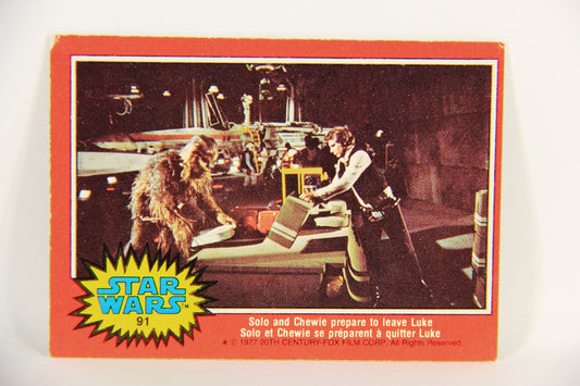 Star Wars 1977 Trading Card #91 Solo And Chewie Prepare To Leave Luke OPC L018781