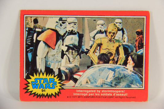 Star Wars 1977 Trading Card #94 Interrogated By Stormtroopers FR-ENG OPC L018784