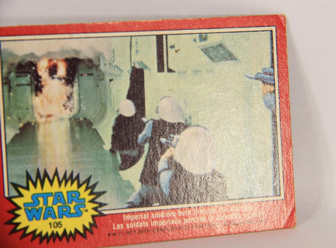 Star Wars 1977 Card #105 Imperial Soldiers Burn Through The Starship FR-ENG OPC L018795