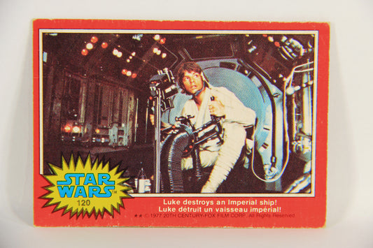 Star Wars 1977 Trading Card #120 Luke Destroys An Imperial Ship FR-ENG OPC L018810