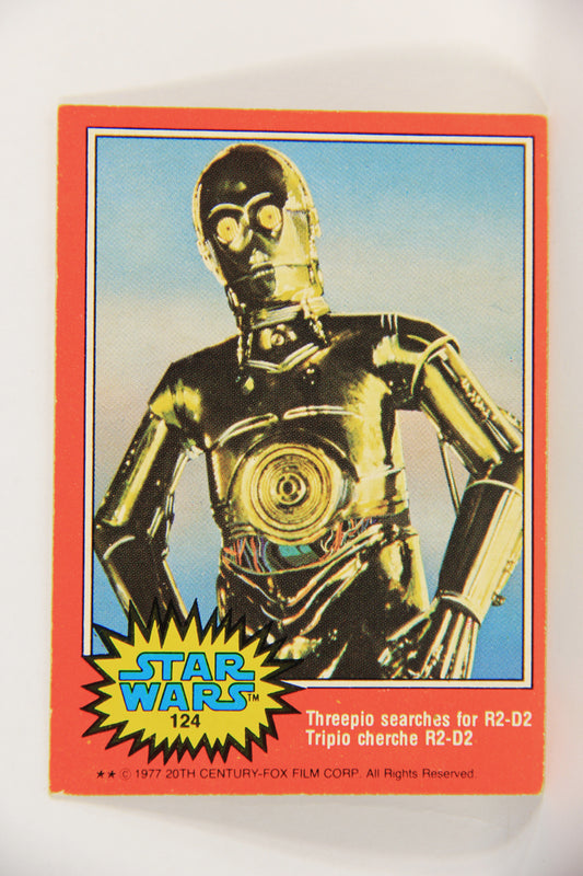 Star Wars 1977 Trading Card #124 Threepio Searches For R2-D2 FR-ENG OPC L018814