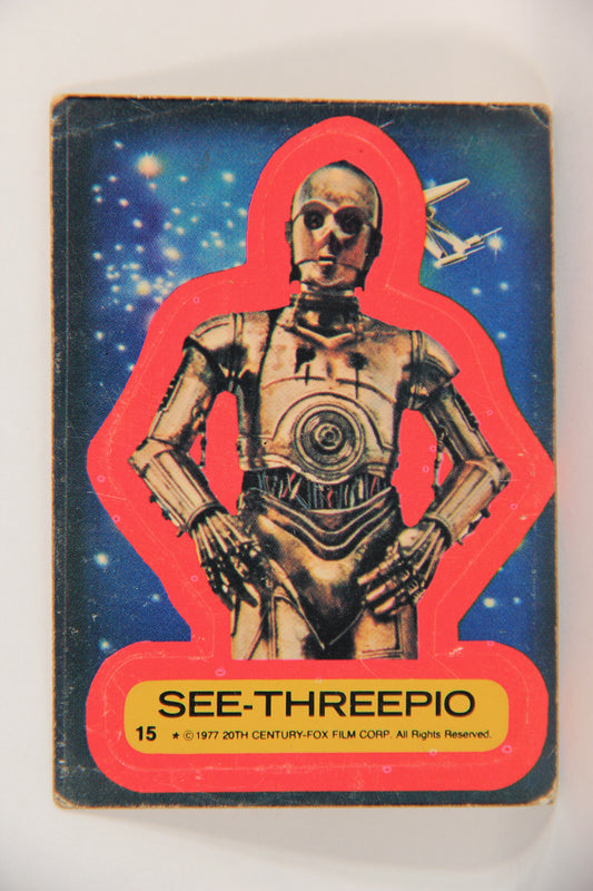 Star Wars 1977 Sticker Card #15 See-Threepio ENG O-Pee-Chee L018825