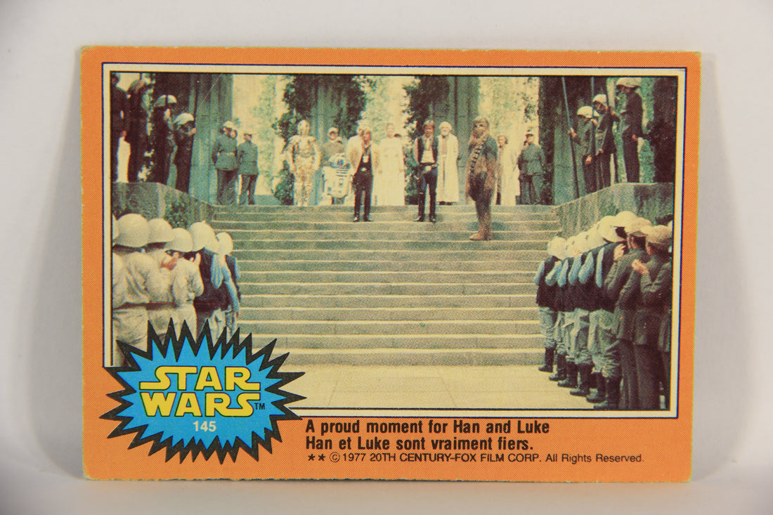 Star Wars 1977 Card #145 A Proud Moment For Han And Luke FR-ENG OPC L018828