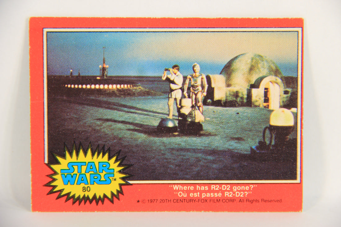 Star Wars 1977 Trading Card #80 Where Has R2-D2 Gone FR-ENG OPC L019033