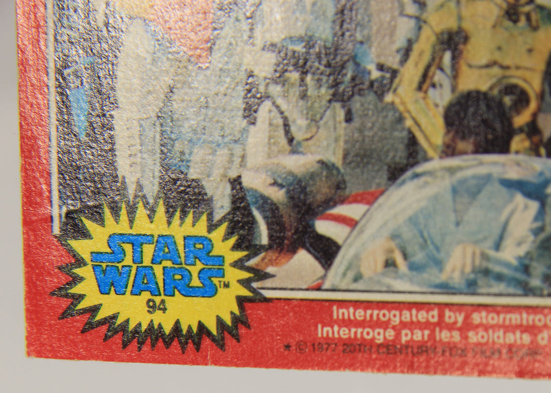 Star Wars 1977 Trading Card #94 Interrogated By Stormtroopers FR-ENG OPC L019036