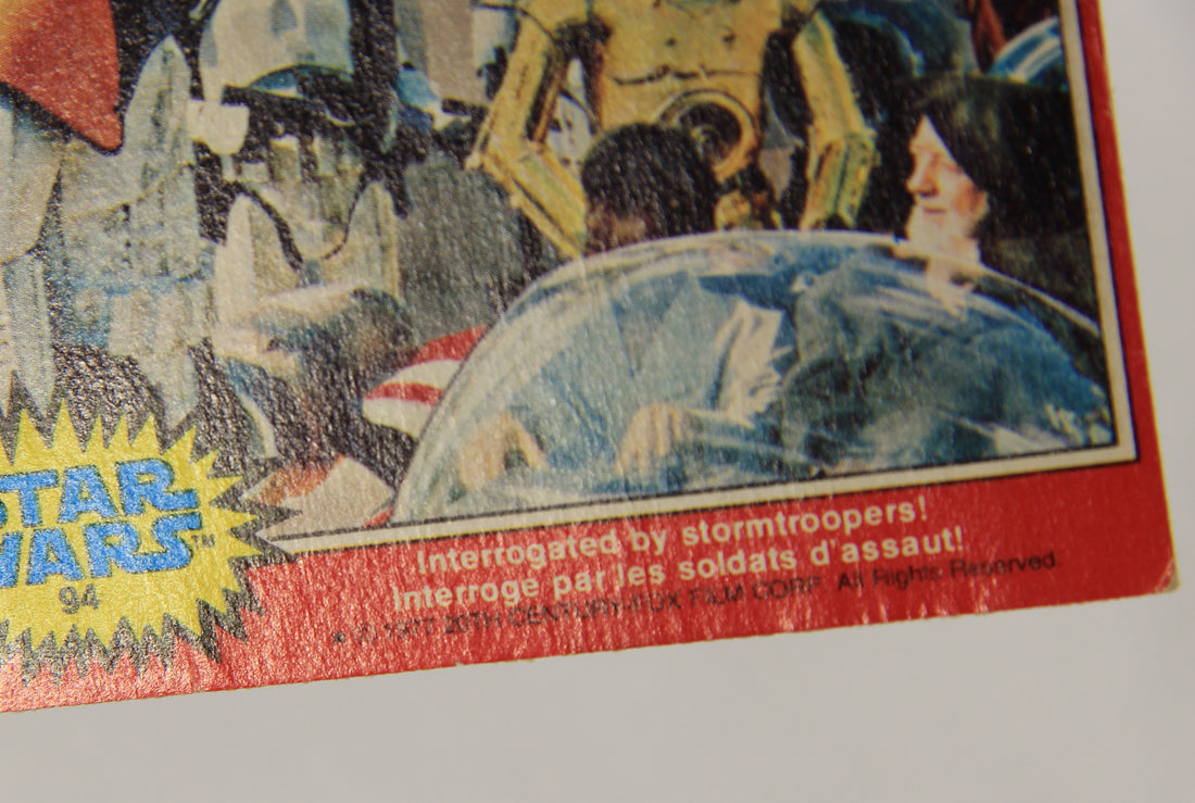 Star Wars 1977 Trading Card #94 Interrogated By Stormtroopers FR-ENG OPC L019036