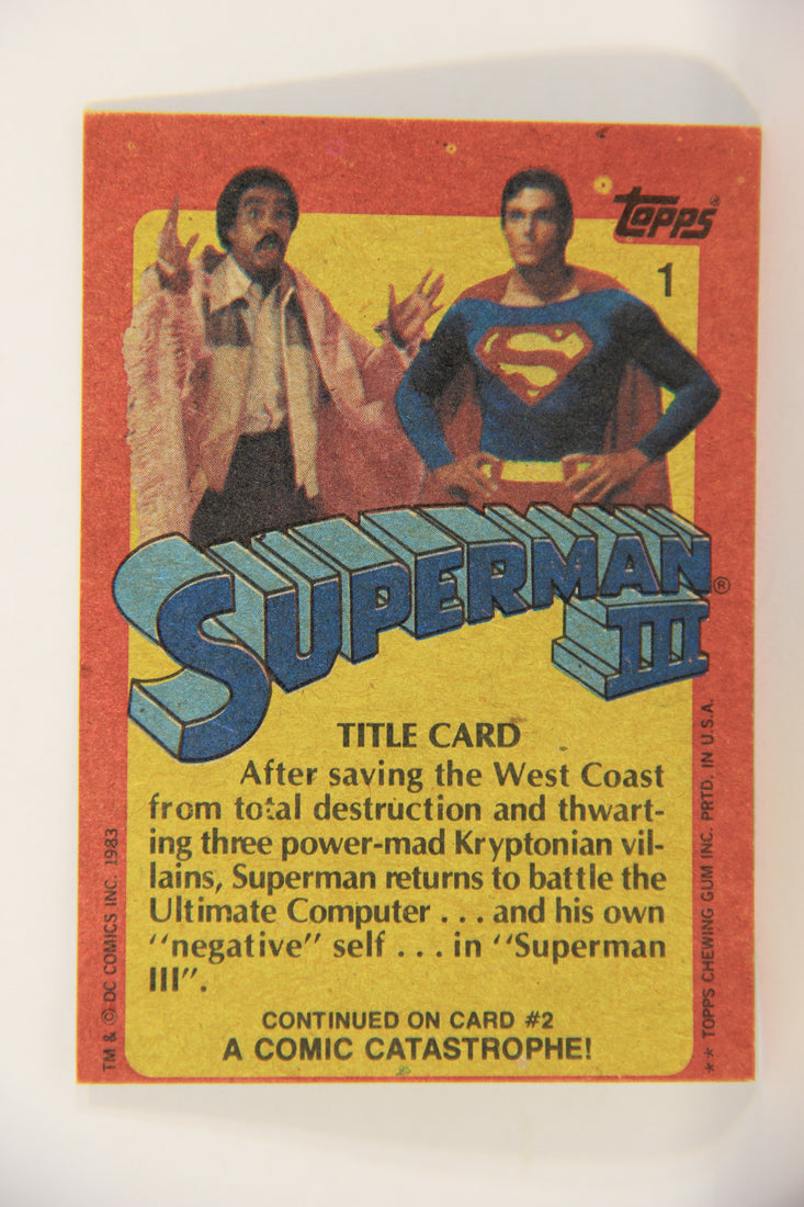 Superman 3 Topps 1983 Trading Card #1 Title Card ENG L019066