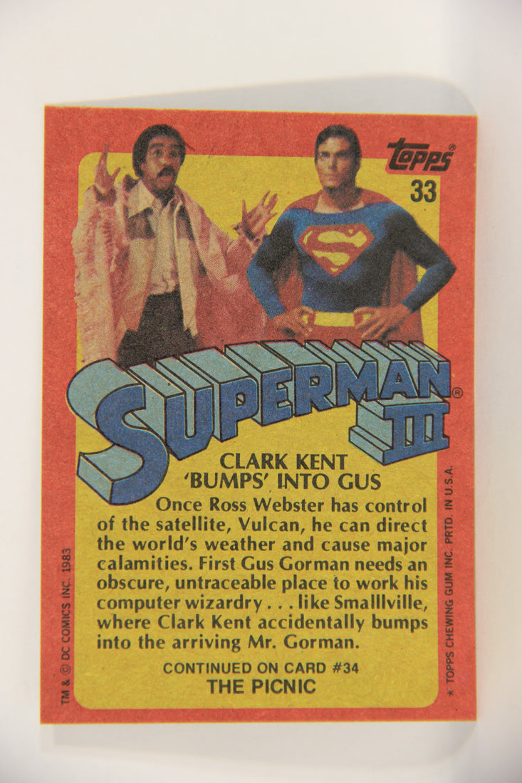 Superman 3 Topps 1983 Trading Card #33 Clark Kent Bumps Into Gus ENG L019098