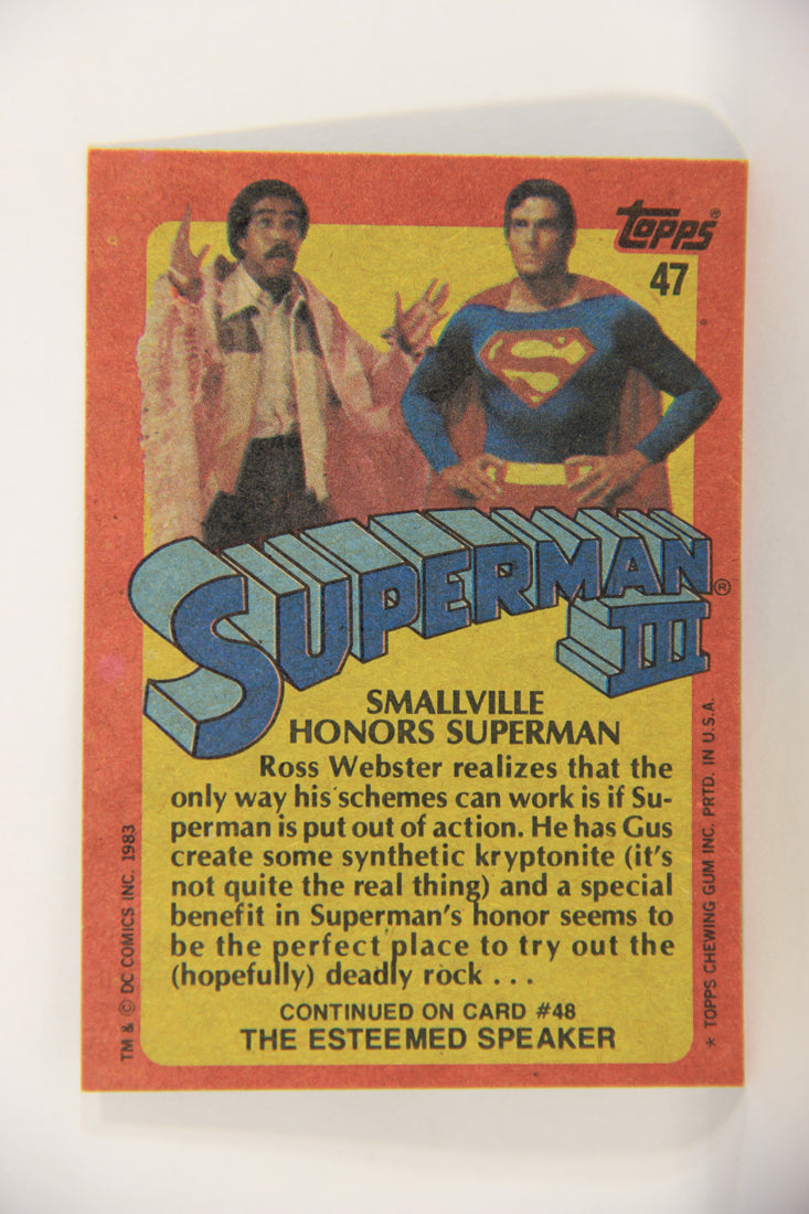 Superman 3 Topps 1983 Trading Card #47 Smallville Honors Superman ENG L019112