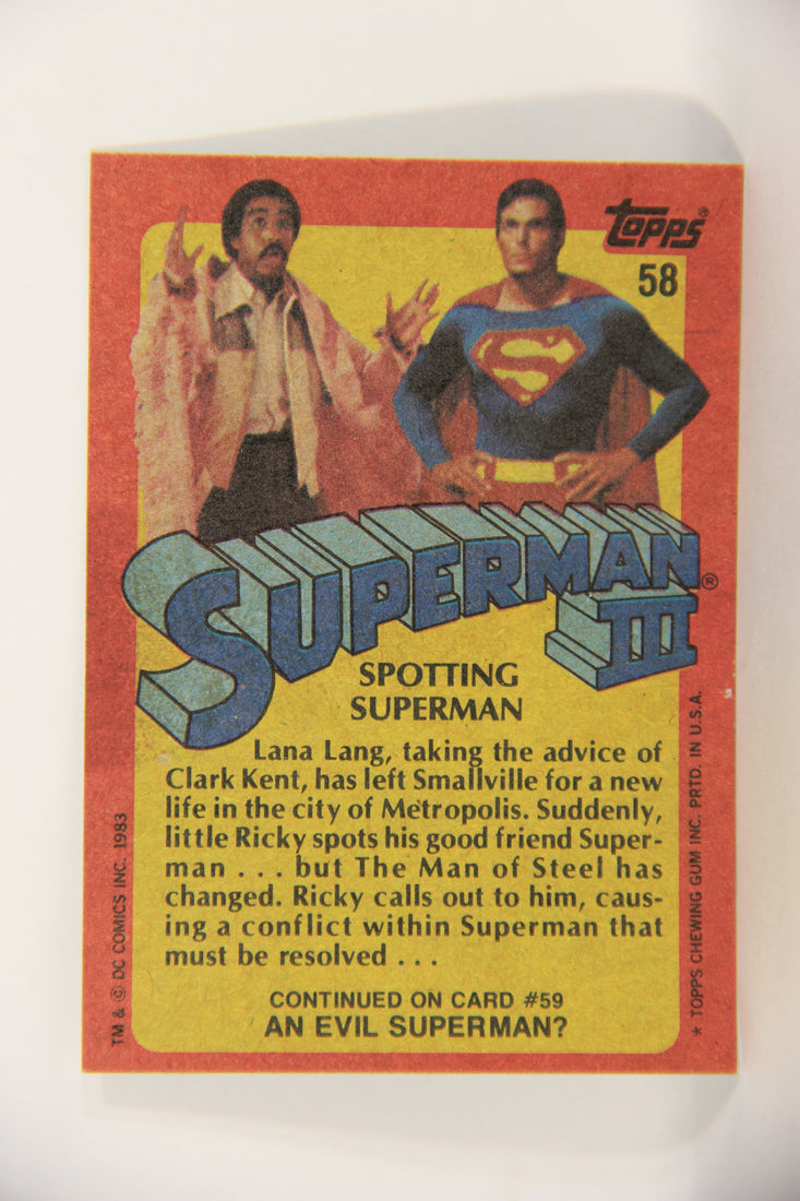 Superman 3 Topps 1983 Trading Card #58 Spotting Superman ENG L019123
