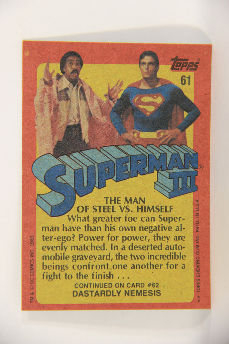 Superman 3 Topps 1983 Trading Card #61 The Man Of Steel Vs. Himself ENG L019126