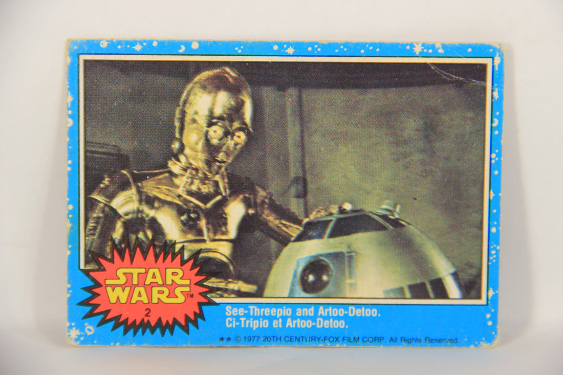 Star Wars 1977 Trading Card #2 See-Threepio And Artoo-Detoo FR-ENG OPC L019185