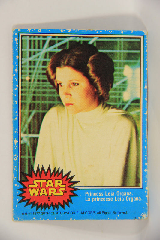 Star Wars 1977 Trading Card #5 Princess Leia Organa FR-ENG O-Pee-Chee L019187