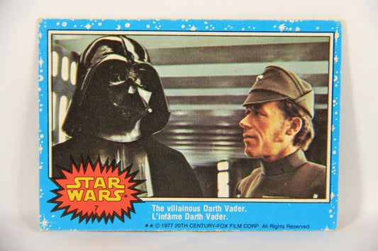 Star Wars 1977 Trading Card #7 The Villainous Darth Vader FR-ENG O-Pee-Chee L019189