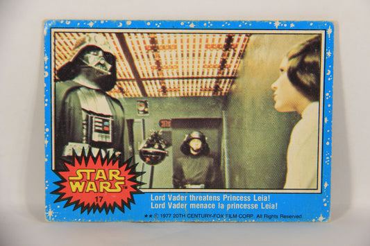 Star Wars 1977 Trading Card #17 Lord Vader Threatens Princess Leia FR-ENG OPC L019198
