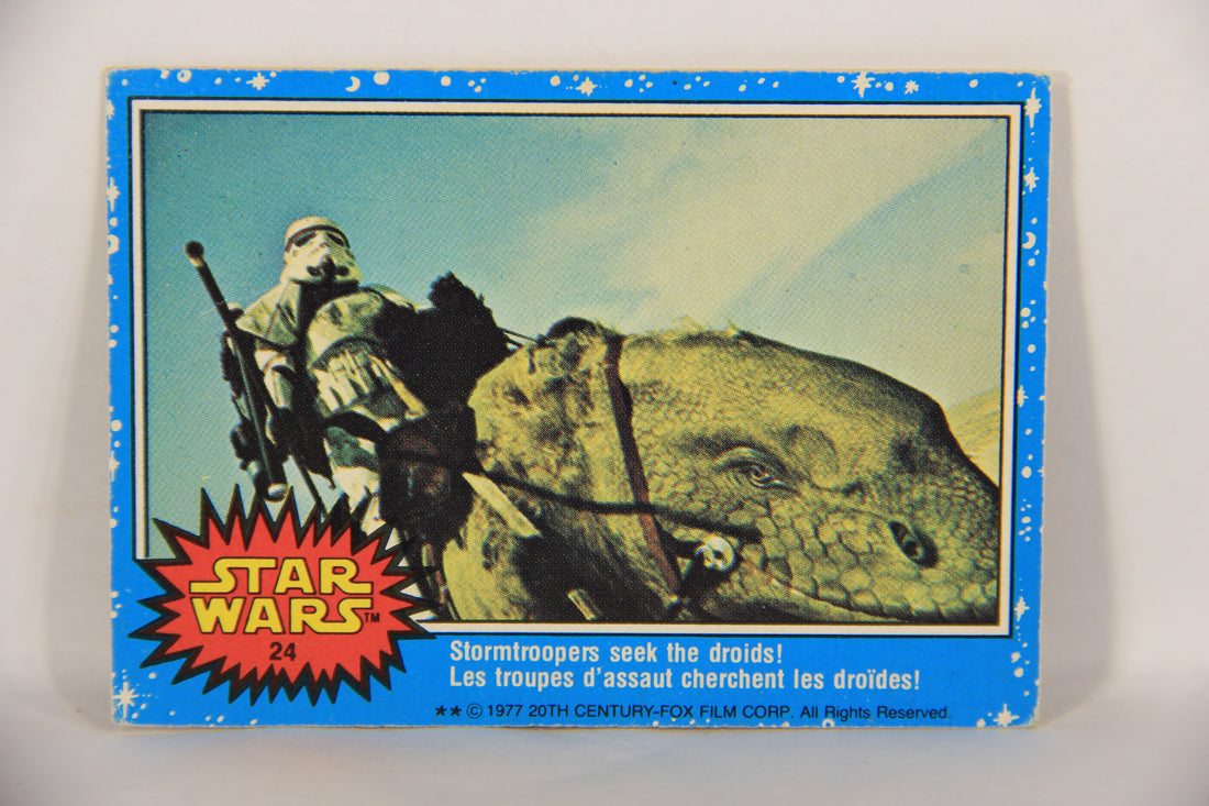 Star Wars 1977 Trading Card #24 Stormtroopers Seek The Droids FR-ENG OPC L019204