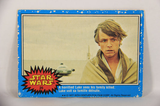Star Wars 1977 Card #26 A Horrified Luke Sees His Family Killed FR-ENG OPC L019205