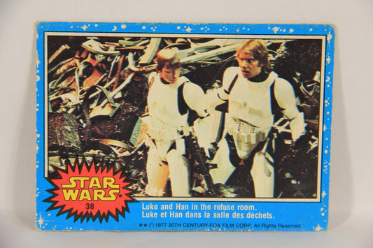 Star Wars 1977 Trading Card #38 Luke And Han In The Refuse Room FR-ENG OPC L019215