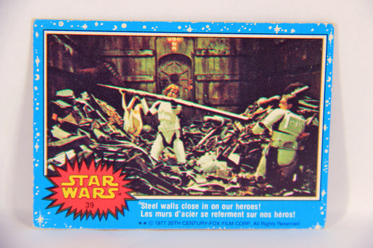 Star Wars 1977 Trading Card #39 Steel Walls Close In On Our Heroes FR-ENG OPC L019216